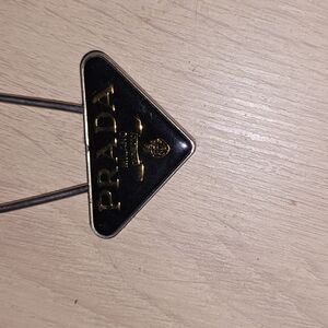 Prada Black and Gold Logo Keychain